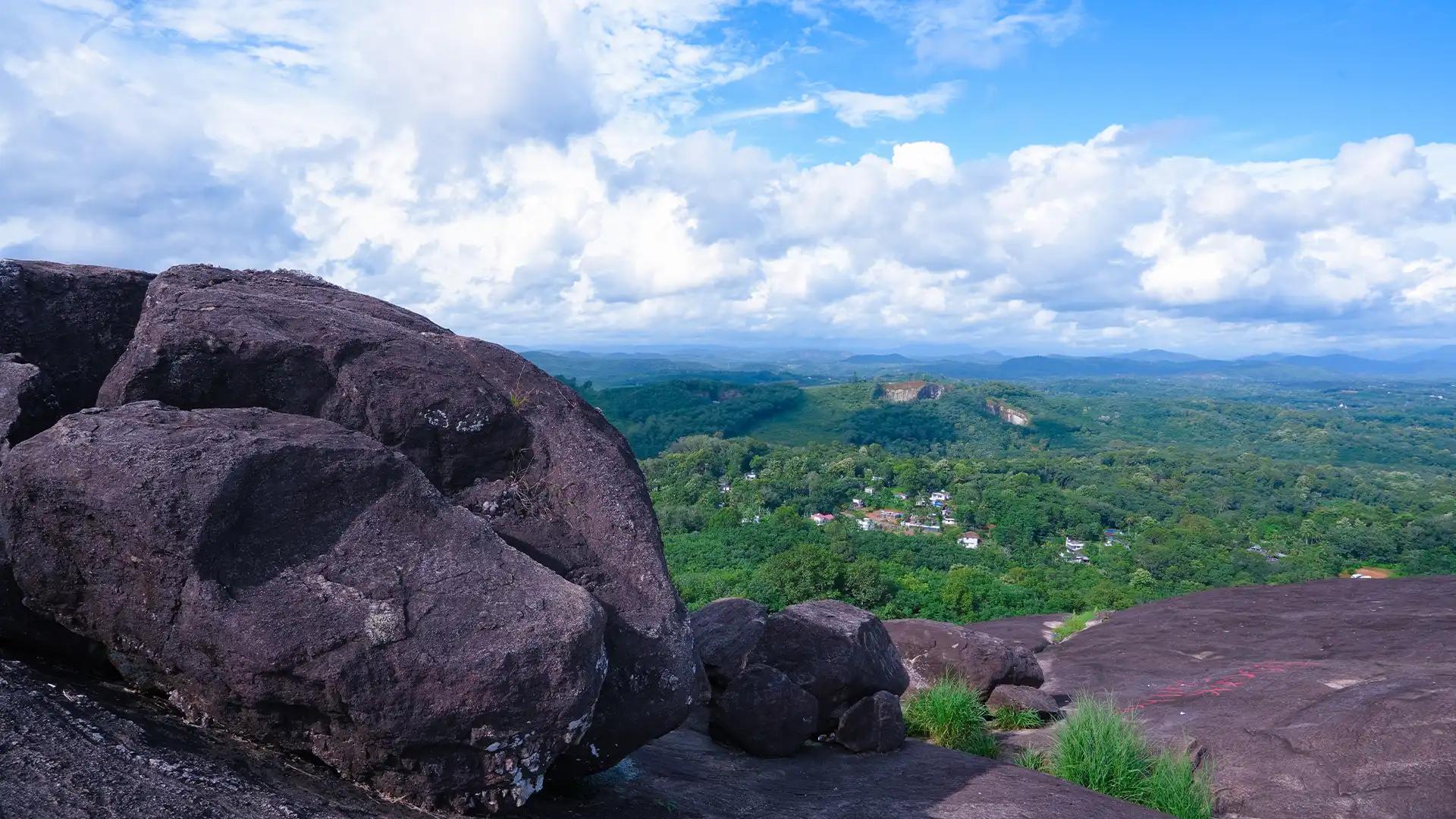 Scenic view of Anjumalappara hilltop-an offbeat travel destination in Pathanamthitta
